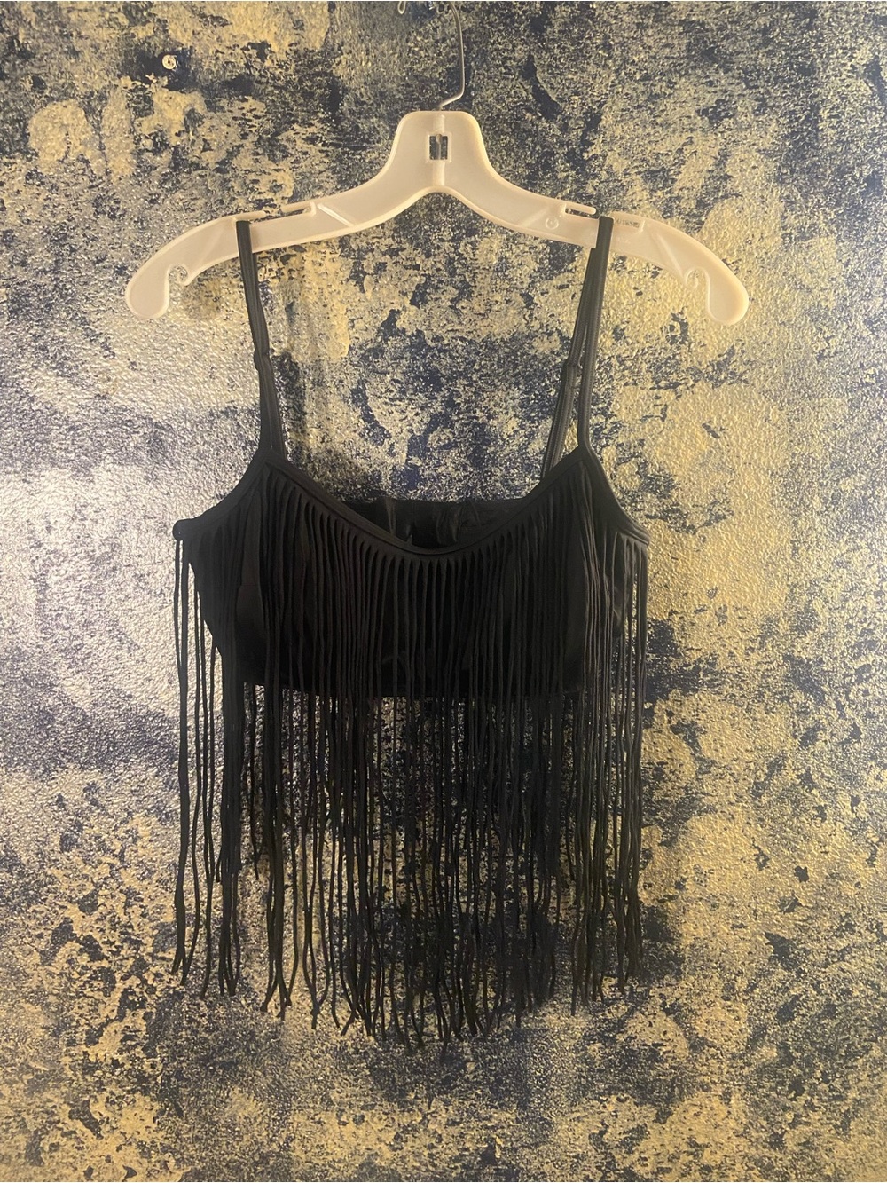 Low Shipping! Black Coco Rave Fringe Bikini Top Only,  Size Medium